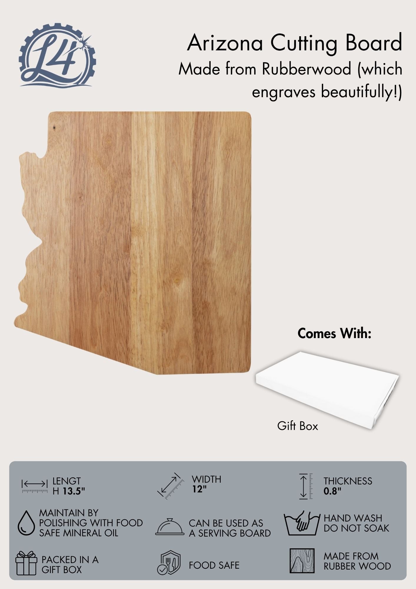 Arizona Cutting Board - Custom Engraved