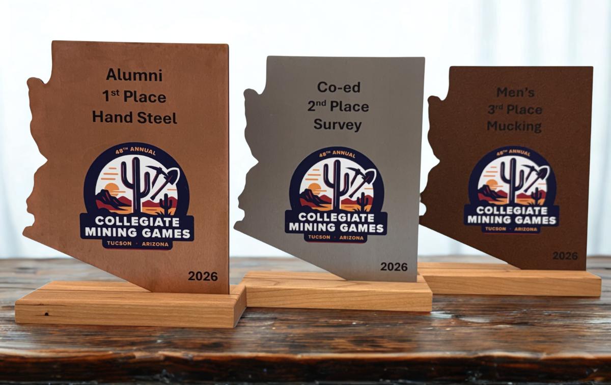 Arizona state shaped award with wood base.