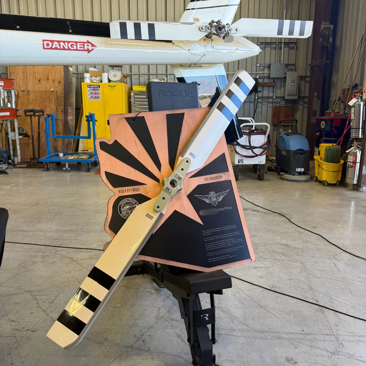 4 ft tall Retirement Plaque with Helicopter Rotor