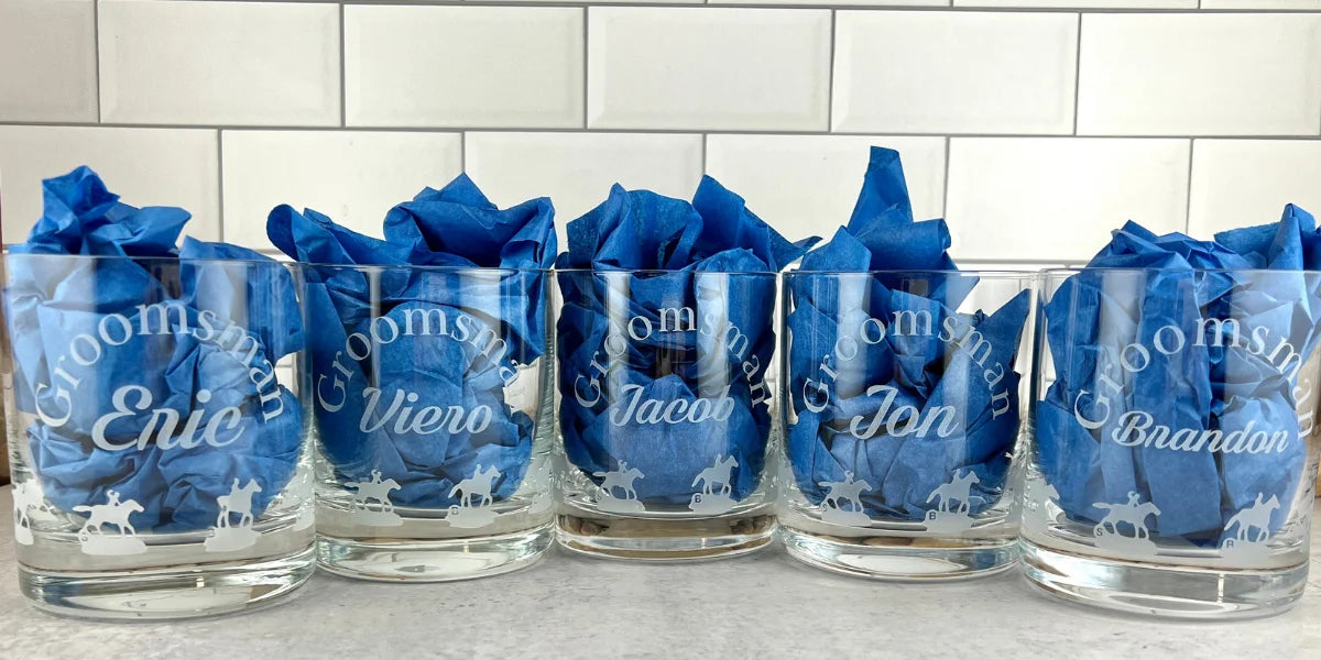 Sand Carved Bourbon Glasses