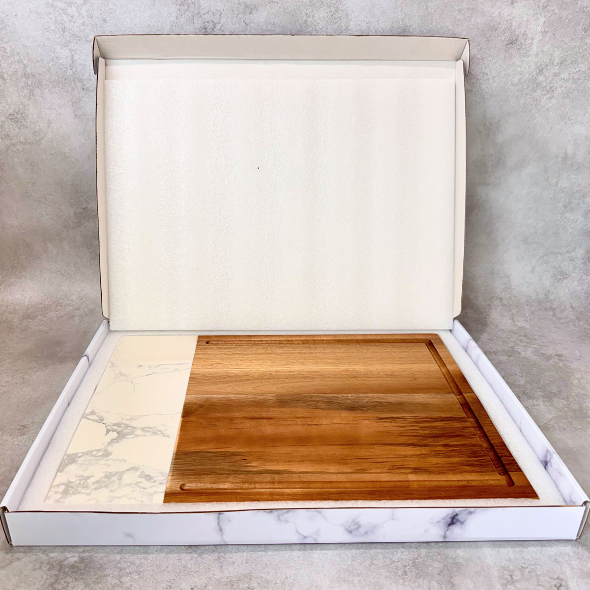 Custom Engraved Marble and Wood Cutting Board