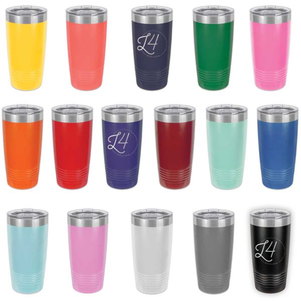16 different color options for custom laser engraved tumblers