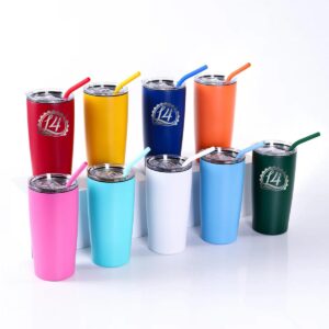 Colors available for bulk engraved custom tumblers with matching straws.