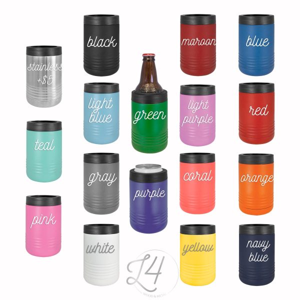 17 color options for laser engraved can coozies