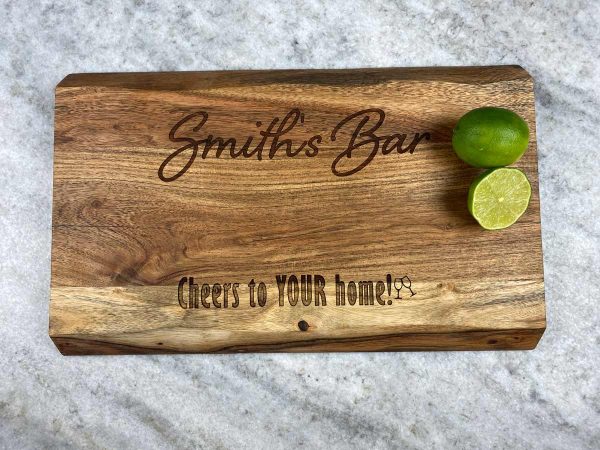 large cutting board engraved for homeowner with limes