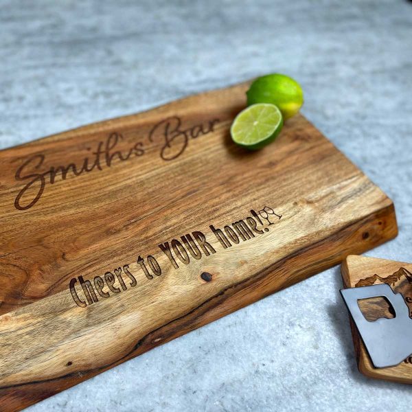 large cutting board engraved for homeowner with limes