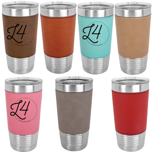 color selection of leather coffee mugs