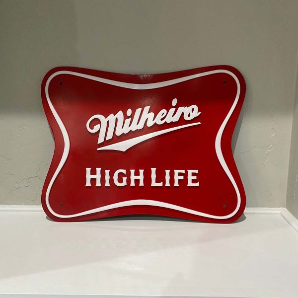 red metal and acrylic sign for Milheiro Family