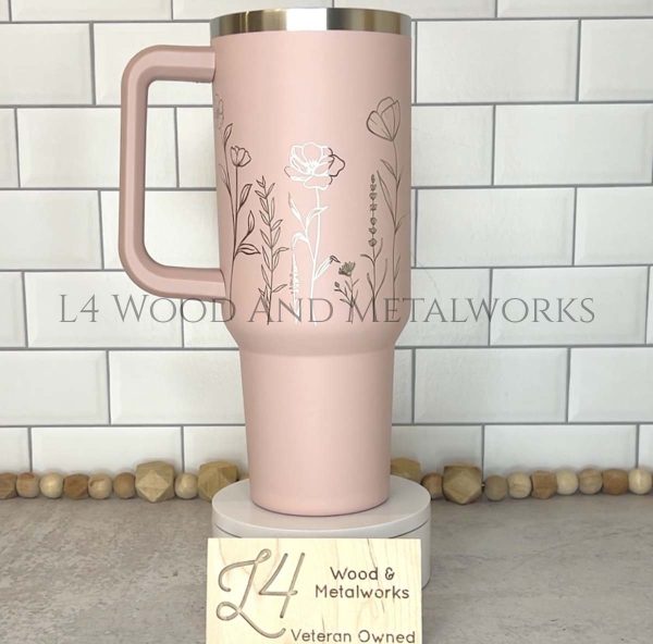 Custom Engraved Stanley 40 oz up with Wildflowers