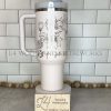 Rose Quarts Stanley Cup engraved with Magnolias