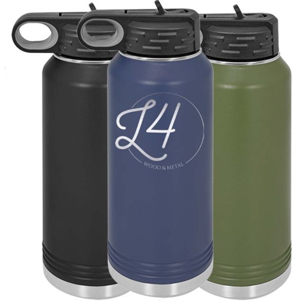 black, navy, and olive green 32 oz water bottles