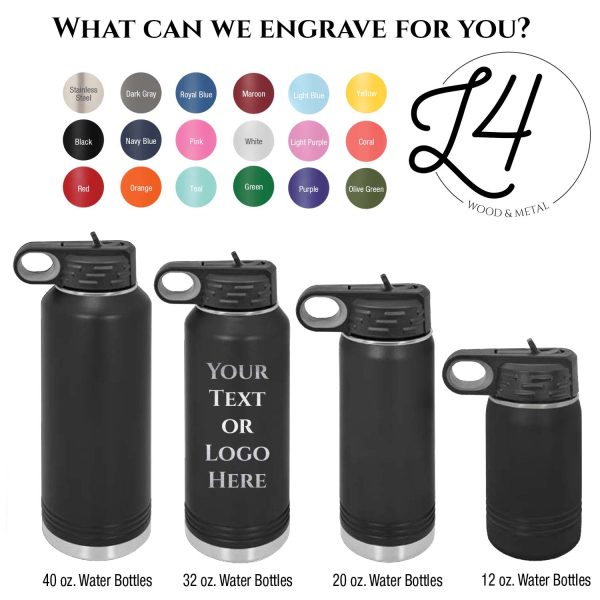size options for custom engraved water bottles