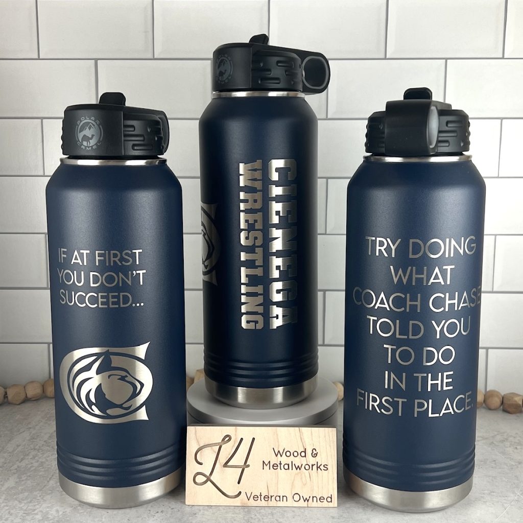 Custom Laser Engraved Water Bottles $25+ | L4 Laser Engraving and Metal Art