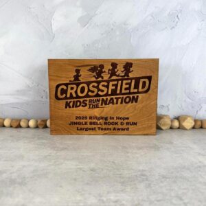 Rectangle plaque for kids' running team recognition.